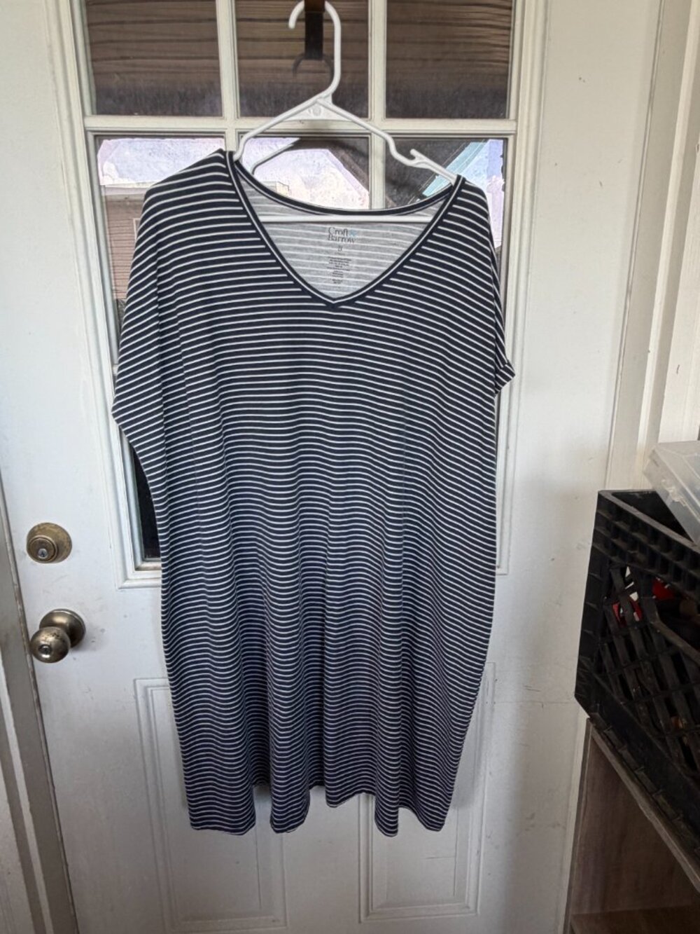 navy striped dress